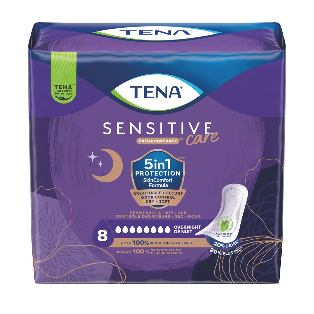 Bladder Control Pad TENA® Sensitive Care Extra Coverage 16 Inch Length Heavy Absorbency Super Absorbent Core One Size Fits Most