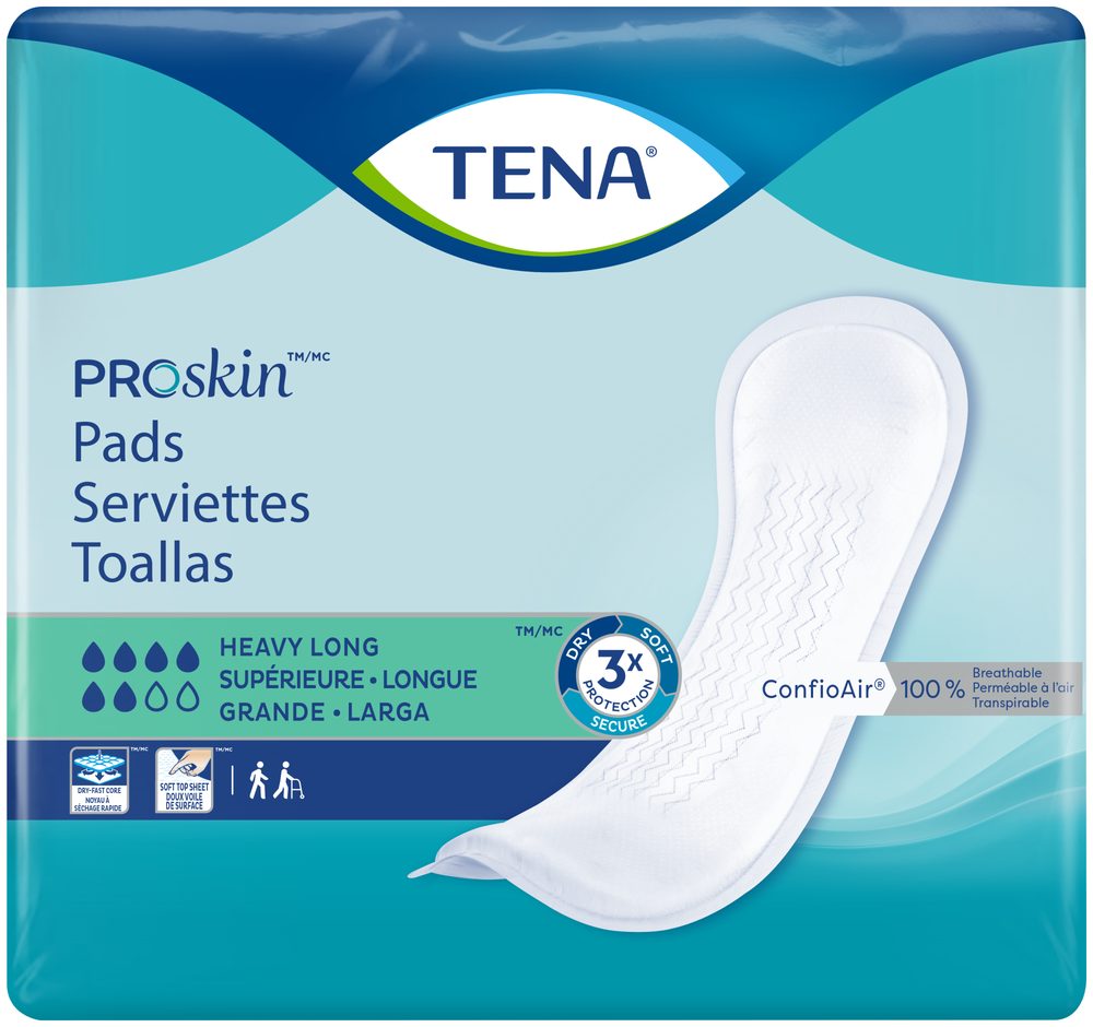 Bladder Control Pad TENA ProSkin™ Heavy Long 15 Inch Length Heavy Absorbency Dry-Fast Core™ One Size Fits Most