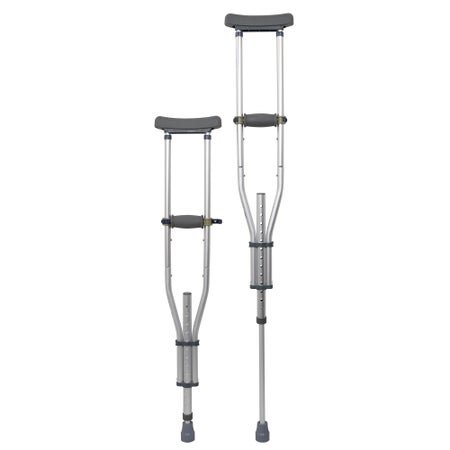Underarm Crutches McKesson Youth / Adult / Tall Adult 4 Foot 6 Inch to 6 Foot 6 Inch User Height Aluminum Frame 300 lbs. Weight Capacity