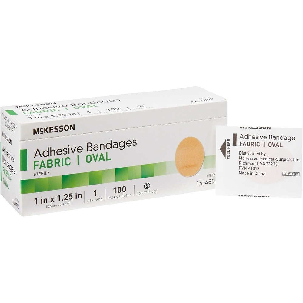 Adhesive Strip McKesson Fabric Tan 1 X 1-1/4 Inch Sterile