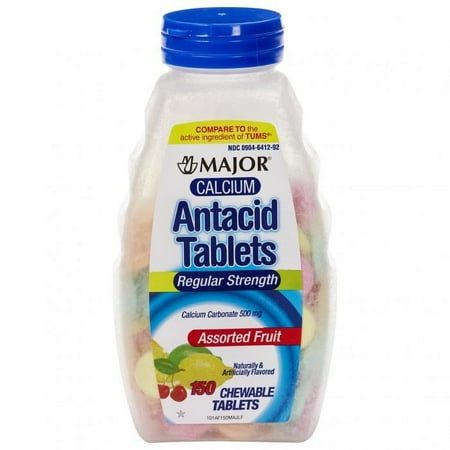 Antacid Major® Calcium 500 mg Strength Chewable Tablet 150 per Bottle