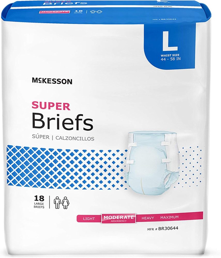 Incontinence Brief McKesson Super Brief Adult Large Unisex Disposable Moderate Absorbency