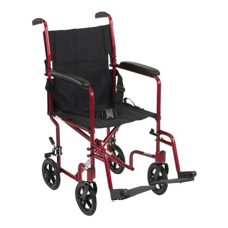 McKesson Transport Chair, 19 in Seat Width, Red Frame, 146-ATC19-RD