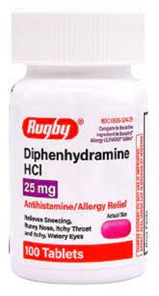 Major Diphenhydramine HCl 25 mg Antihistamine Tablets, 100 Count Bottle
