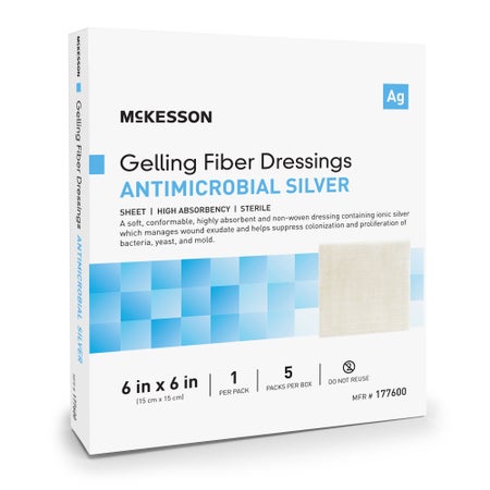 Silver Gelling Fiber Dressing McKesson Square Sterile (BX/5)