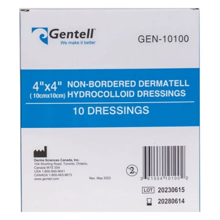 Hydrocolloid Dressing Gentell® Dermatell™ 4 X 4 Inch Square Hydrocolloid