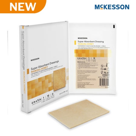 Honey Wound Dressing McKesson Rectangle 4 X 5 Inch Sheet Sterile Without Adhesive