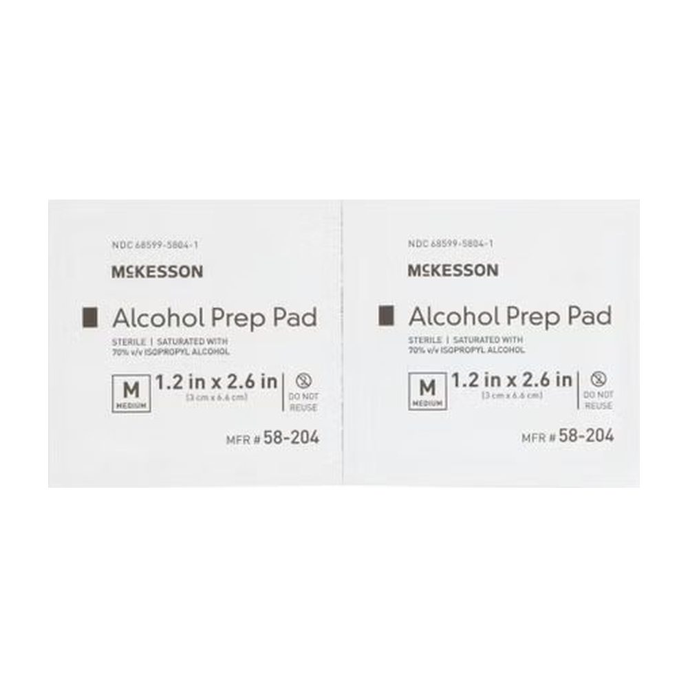 Alcohol Prep Pad McKesson 70% Strength Isopropyl Alcohol Individual Packet Medium Sterile