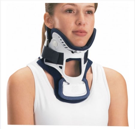 Rigid Cervical Collar with Replacement Pads ProCare® XTEND 174 Preformed Adult Regular Two-Piece / Trachea Opening 2-1/2 Inch Height 10 to 20 Inch Neck Circumference