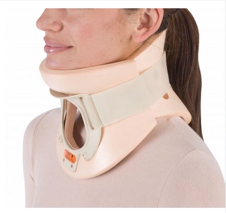 Rigid Cervical Collar ProCare® California Preformed Adult Small Two-Piece / Trachea Opening 2-1/4 Inch Height 10 to 13 Inch Neck Circumference