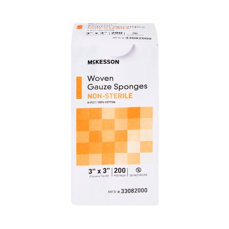 Gauze Sponge McKesson 3 X 3 Inch 8-Ply NonSterile 200 per Pack