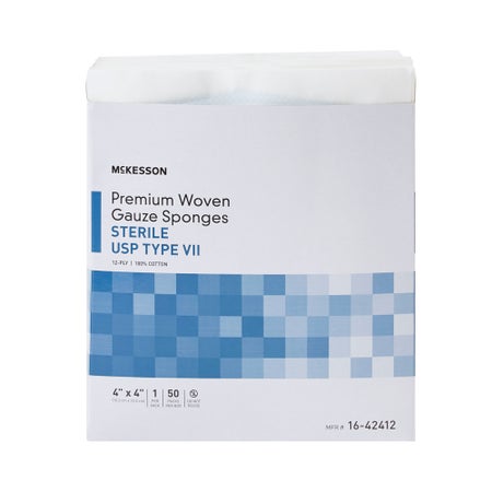 Gauze Sponge McKesson 4 X 4 Inch 12-Ply Sterile 1 per Pack (BX/50)