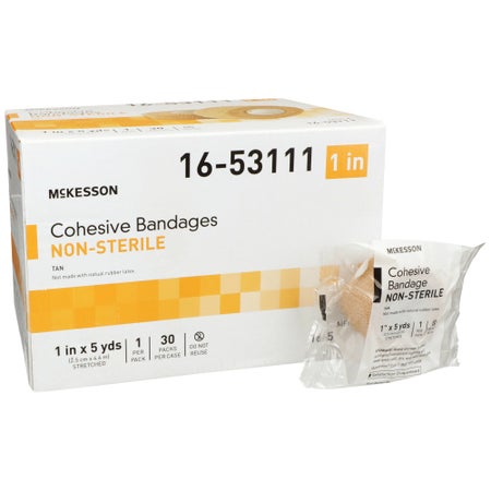 Cohesive Bandage McKesson 1 Inch X 5 Yard Self-adherent Closure Tan NonSterile Standard Compression (16-53111)
