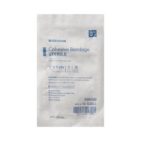 Cohesive Bandage McKesson 3 Inch X 5 Yard Self-adherent Closure Tan Sterile Standard Compression (16-53343)