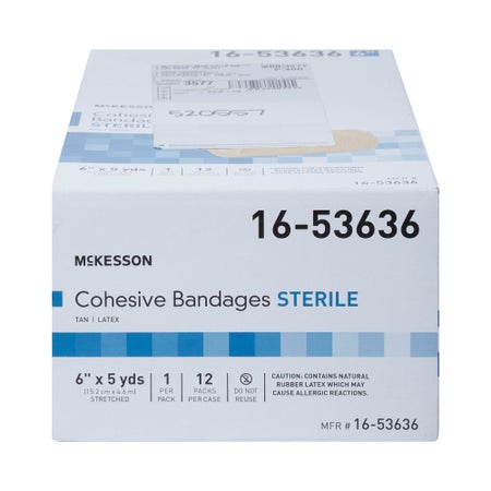 Cohesive Bandage McKesson 6 Inch X 5 Yard Self-adherent Closure Tan Sterile Standard Compression (16-53636)