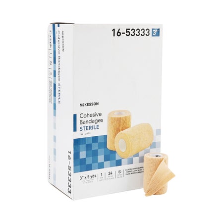 Cohesive Bandage McKesson 3 Inch X 5 Yard Self-adherent Closure Tan Sterile Standard Compression (16-53333)