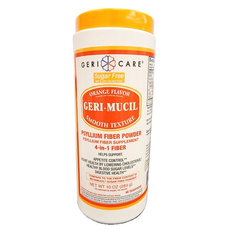 Fiber Supplement Geri-Mucil Orange Flavor Powder 10 oz. 3.4 Gram Strength Psyllium Husk
