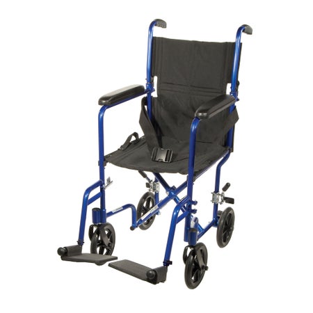 Transport Chair drive™ 17 Inch Seat Width Fixed Arm Height Swing-Away Footrest Aluminum Frame with Blue Finish