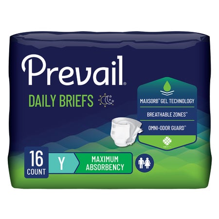 Unisex Youth Incontinence Brief Prevail® Daily Briefs X-Small Disposable Heavy Absorbency