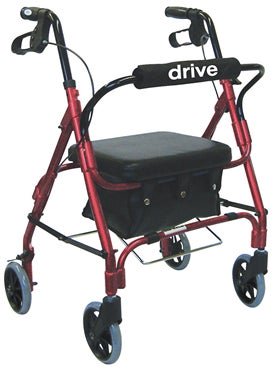 4 Wheel Rollator drive™ Red Adjustable Height / Folding Aluminum Frame