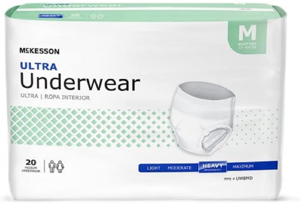 Absorbent Underwear McKesson Ultra Underwear Pull On with Tear Away Seams Adult Medium Unisex Disposable