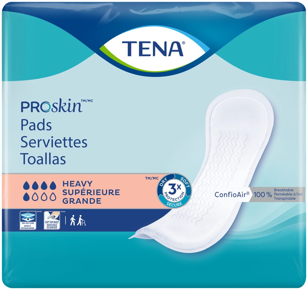 Bladder Control Pad TENA ProSkin™ Heavy 12 Inch Length Heavy Absorbency Dry-Fast Core™ One Size Fits Most