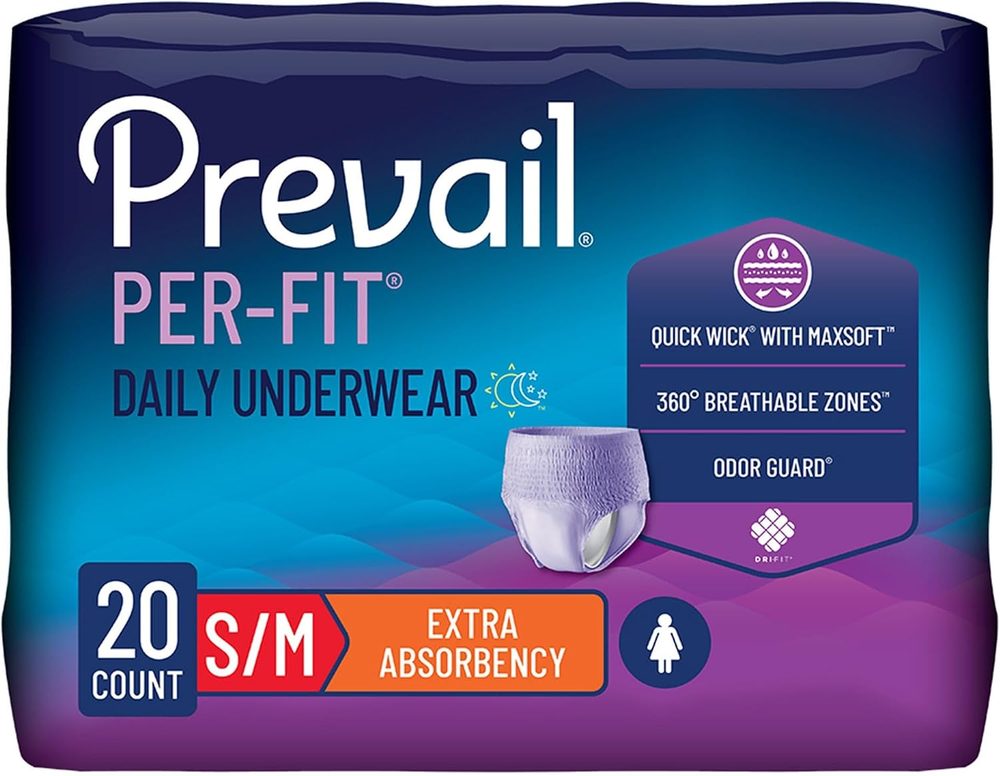 Absorbent Underwear Prevail® Per-Fit® Pull On with Tear Away Seams Adult Medium Female Disposable Moderate