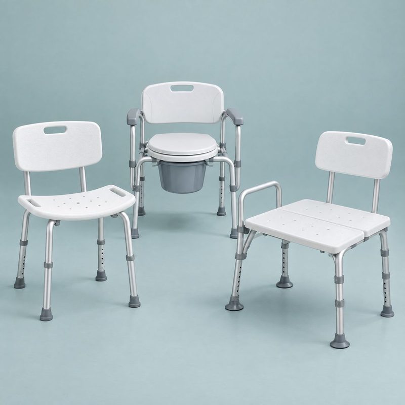 Shower chair, commode and transfer bench