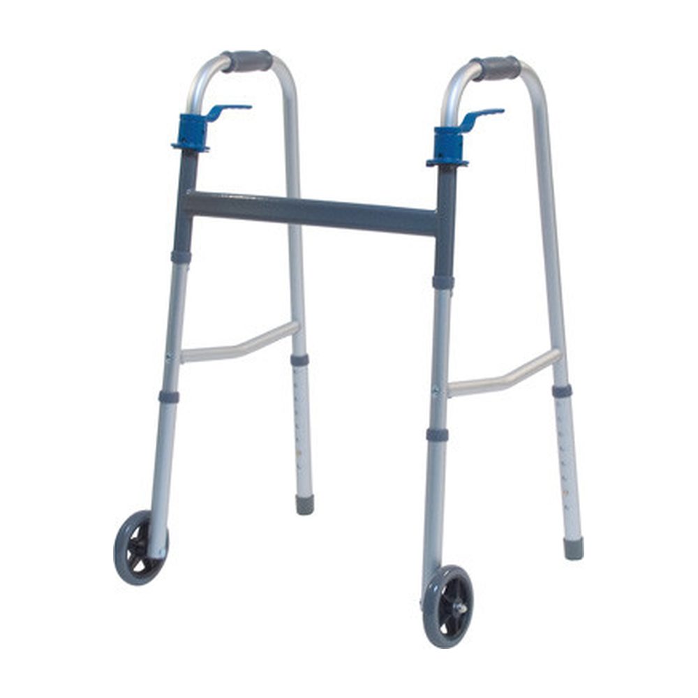 Dual Release Folding Walker Adjustable Height McKesson Aluminum Frame 350 lbs. Weight Capacity 25 to 32 Inch