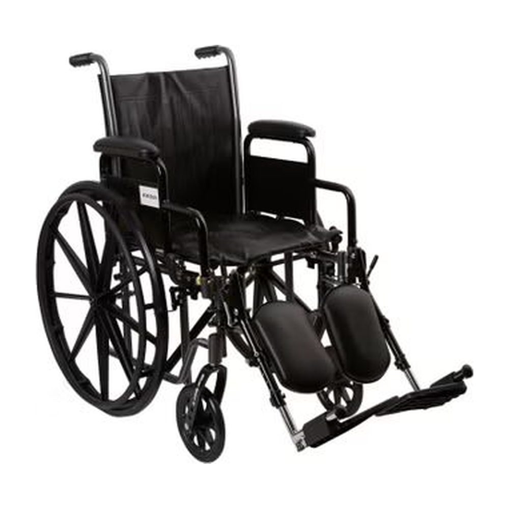 Wheelchair McKesson Dual Axle Desk Length Arm Swing-Away Elevating Legrest Black Upholstery 16 Inch Seat
