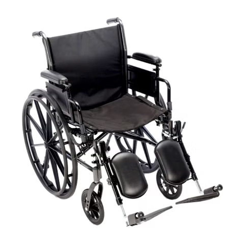 Lightweight Wheelchair Chariot III Dual Axle Desk Length Arm Swing-Away Footrest Black Upholstery 20 Inch