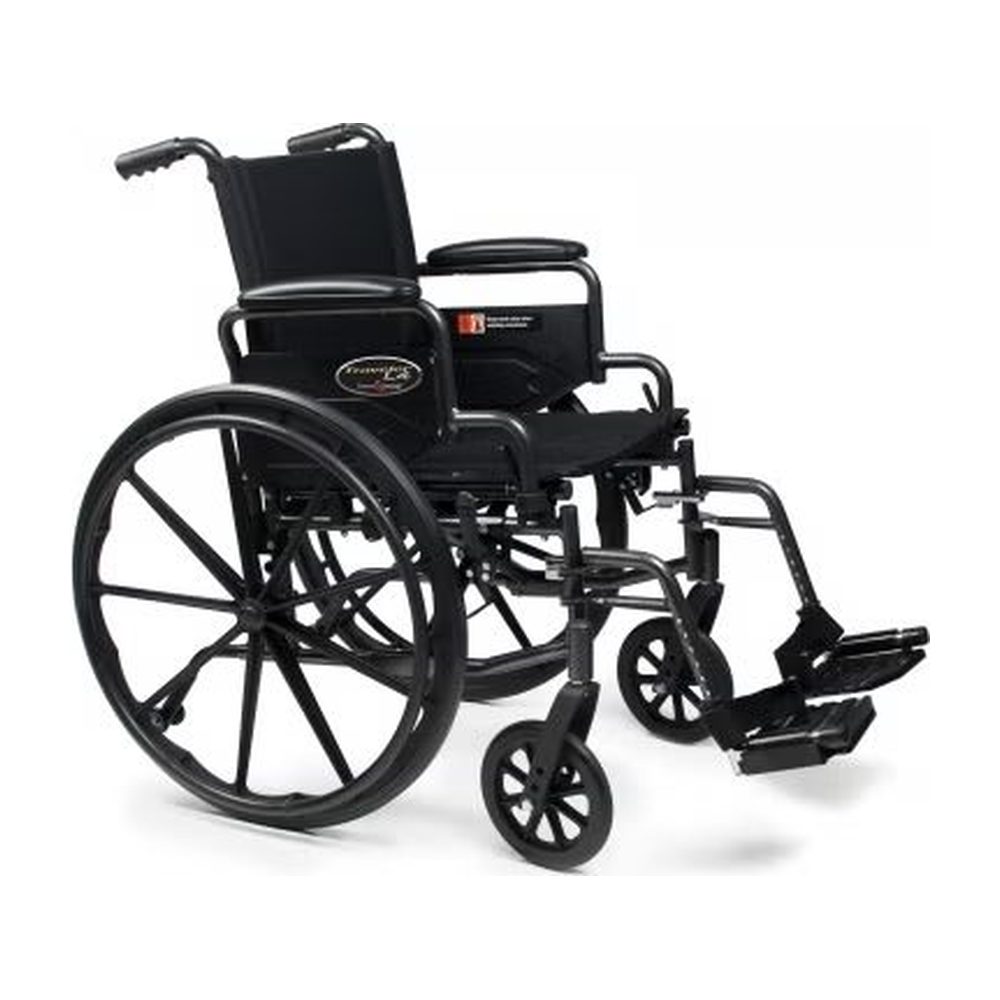Lightweight Wheelchair Traveler® L4 High Strength Dual Axle Full Length Arm Swing-Away Footrest Black