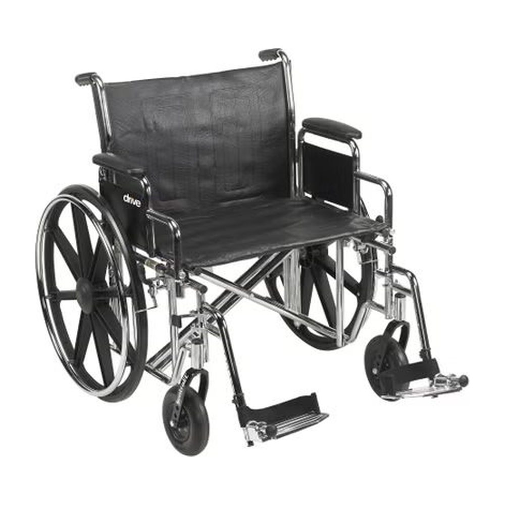 Bariatric Wheelchair McKesson Dual Axle Desk Length Arm Swing-Away Footrest Black Upholstery 24 Inch Seat