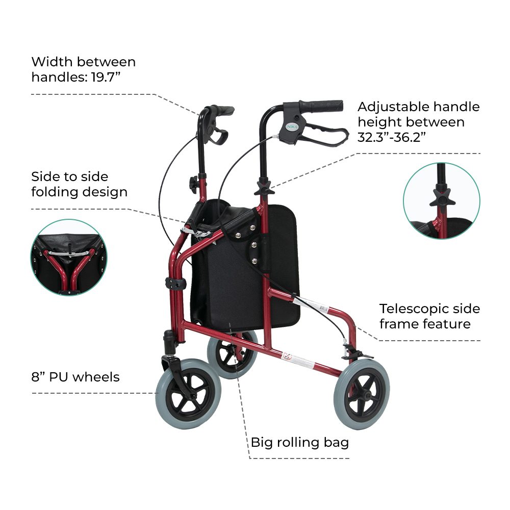 Ultra Lightweight Three-wheel Rollator