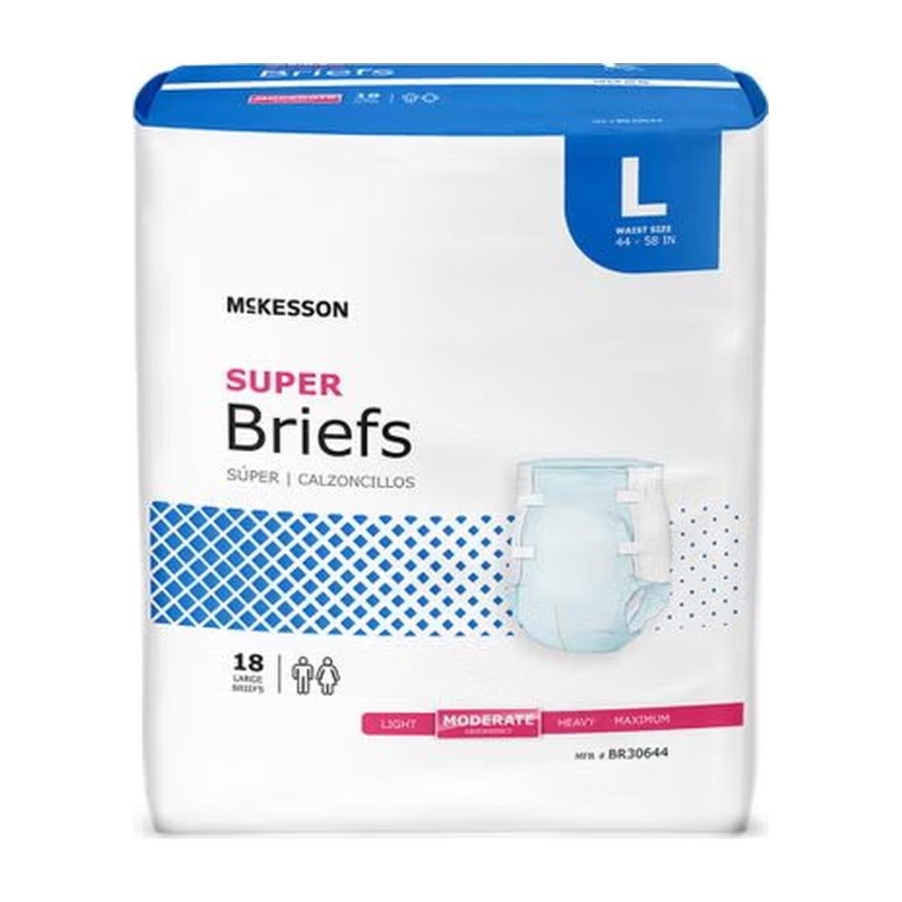 Incontinence Brief McKesson Super Brief Adult Large Unisex Disposable Moderate Absorbency