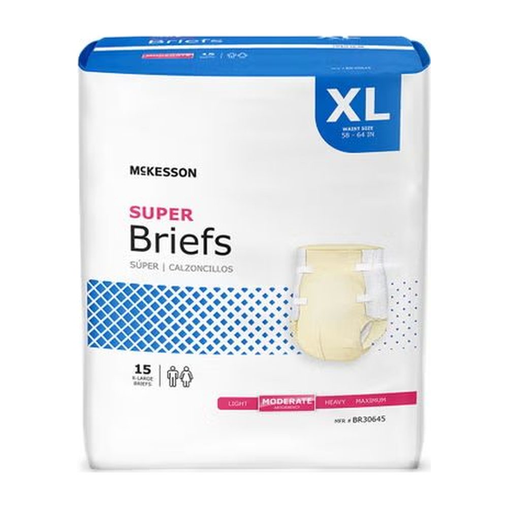 Incontinence Brief McKesson Super Brief Adult X-Large Unisex Disposable Moderate Absorbency
