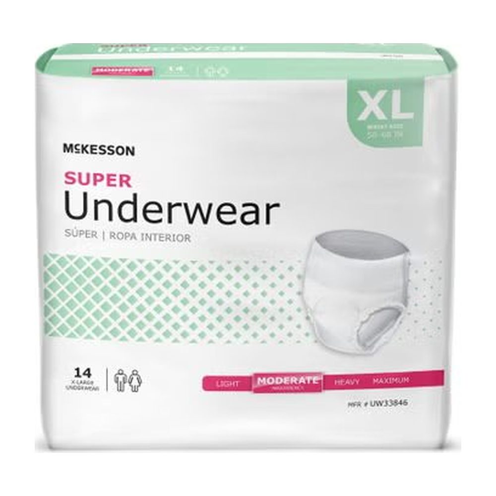 Absorbent Underwear McKesson Super Underwear Pull On with Tear Away Seams Adult X-Large Unisex Disposable
