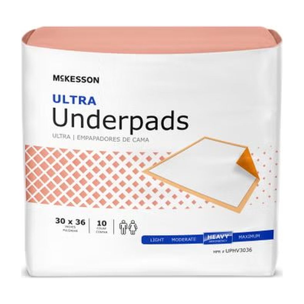 Disposable Underpad McKesson Ultra 30 X 36 Inch Fluff / Polymer Heavy Absorbency